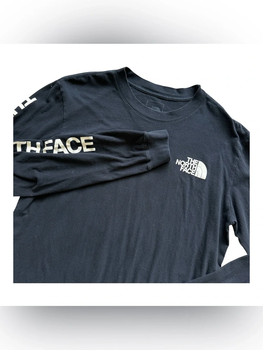 The North Face Black Logo Sleeve Graphic Long Sleeve Cotton Shirt M Activewear